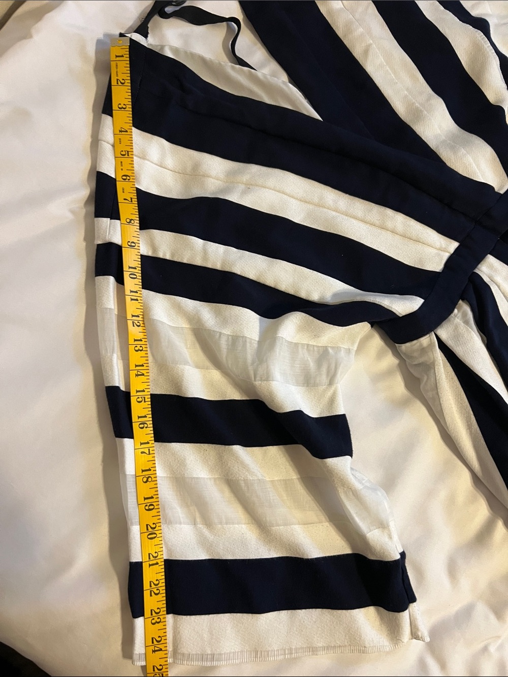 ADAM LIPPES Collective Dress Navy Stripe Kimono Sleeve Double V Pockets Size 14 - Picture 10 of 17